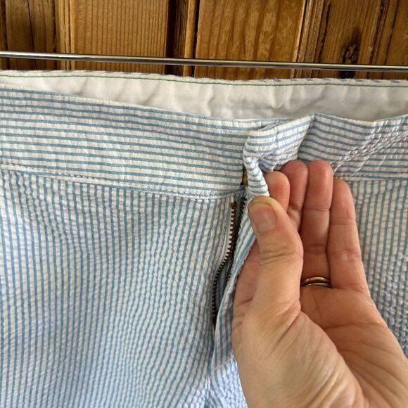 Lilly Pulitzer 0 Shorts Blue White Stripe Pockets Buttercup Scallop Seersucker - Picture 4 of 12